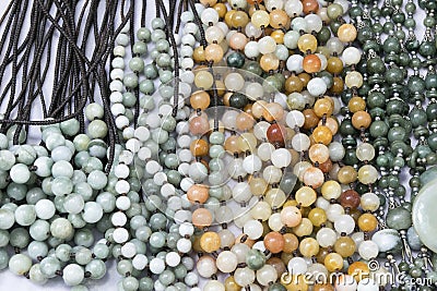 Beautiful close-up Bracelet and necklace beads stones Stock Photo