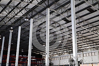 Beautiful closeup metal steel and aluminium frame buildings factory and cargo construction design Stock Photo