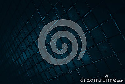 Beautiful closeup textures abstract color dark black and green tiles granite and blue glass pattern wall and background and art Stock Photo