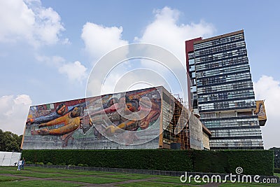 Beautiful closeup view of a mural outside of the main administration building of UNAM Stock Photo