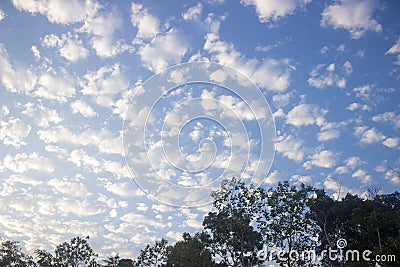 Cloud formation in the blue sky and trees Stock Photo