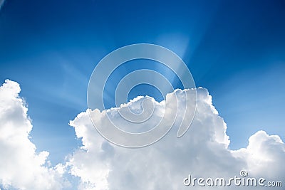 Beautiful clouds and bluesky in natural light with sun ray, backgrounds Stock Photo