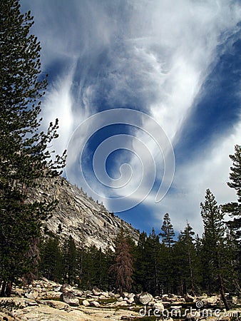 Beautiful clouds and trees in the Sierra Nevadas Stock Photo