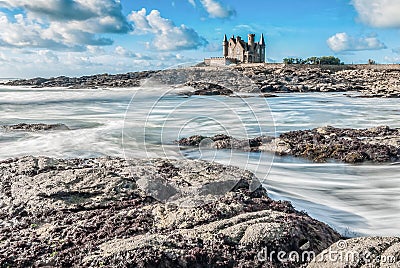 Beautiful Clouds and Waves in Brittany, France Stock Photo