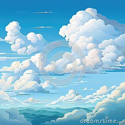 Beautiful cloudscape. Illustration Cartoon Illustration