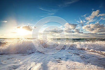Beautiful cloudscape over the sea, sunrise shot Stock Photo