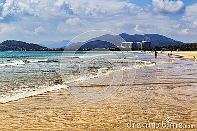 Beautiful cloudy day on the tropical beach of Hainan island Editorial Stock Photo