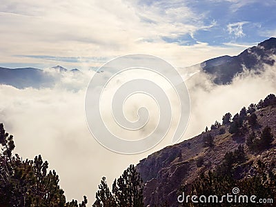Cloudy mount olympus in autumn Stock Photo