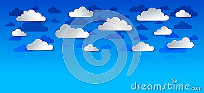 Beautiful cloudy sky vector modern style paper Vector Illustration