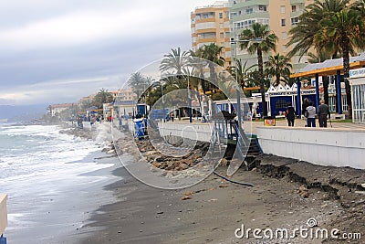 A beautiful coast in Torrox Costa, Spain Editorial Stock Photo