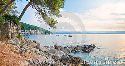 beautiful coastal landscape Moscenicka Draga, destination for summer vacation Stock Photo