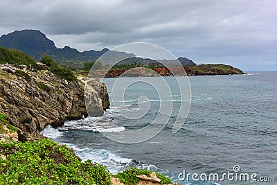 Beautiful coastline along Mahaulepu Heritage Trail Stock Photo