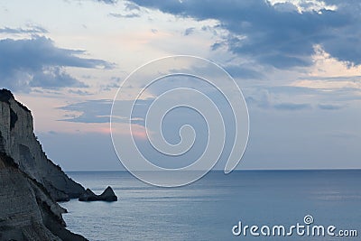 Beautiful coastline with cliffs in Corfu Stock Photo