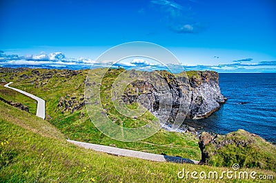 Beautiful coastline and rock formations in Arnarstapi, Iceland Stock Photo