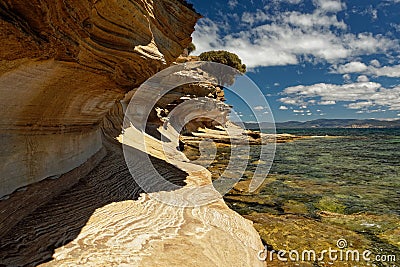 Painted Cliffs, Maria Island, Tasmania, national reservation, Australia Stock Photo