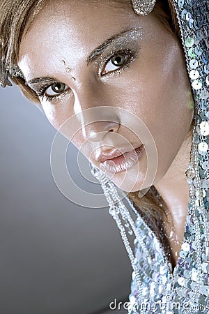 Beautiful cold winter women Stock Photo