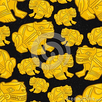 Beautiful colombian ancient indigenous golden dog representation seamless pattern Stock Photo