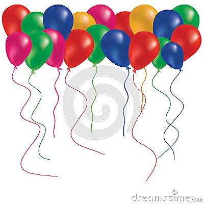 Beautiful color balloon in the air and confetti Stock Photo