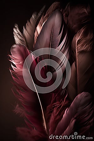 Beautiful color feathers isolated on black background. Close up. Stock Photo