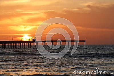 Ocean View Series - Sunset at Ocean Beach Pier Stock Photo