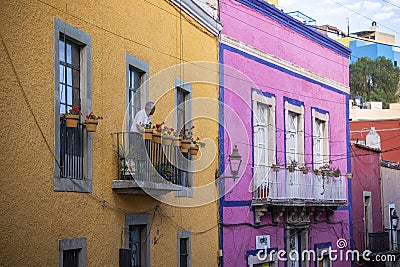 Beautiful Colored Historical Houses in Guanajuato city, Mexico Editorial Stock Photo