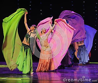 The beautiful colored silk-Turkey belly dance-the Austria's world Dance Editorial Stock Photo