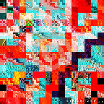Beautiful colored small pixels seamless pattern Cartoon Illustration