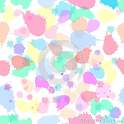 Beautiful colorful abstract splashes seamless pattern with golden glitter texture. Background, texture, textile, fabric Vector Illustration