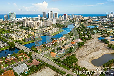 Beautiful colorful aerial photo of Hallandale Beach Florida USA Stock Photo