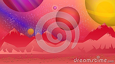 Alien background.Bright, colorful view from another planet. Vector Illustration