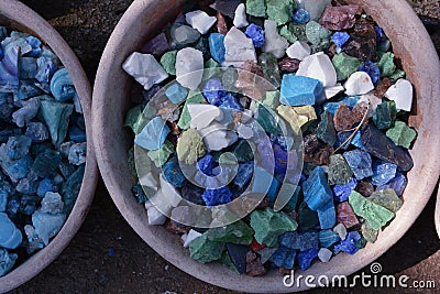 Beautiful colorful blue stones close up for background Stock Photo