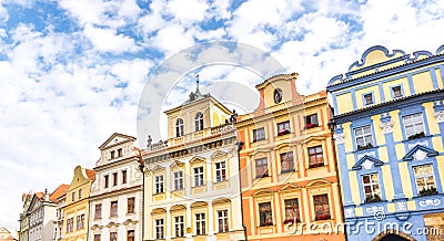 Beautiful colorful buildings and houses in the old Prague Stock Photo