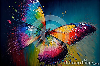 Beautiful colorful butterfly abstract colorburst background. Generative ai Stock Photo