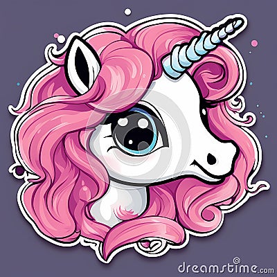 Cute unicorn sticker. Stock Photo