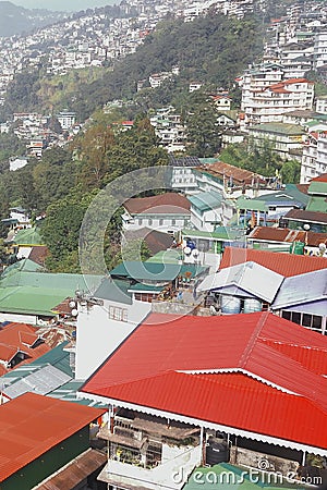 beautiful, colorful cityscape of gangtok hill station, small mountain town is capital of sikkim state of india Editorial Stock Photo