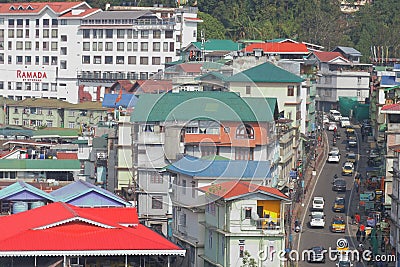 beautiful, colorful cityscape of gangtok hill station, small mountain town is capital of sikkim state of india Editorial Stock Photo