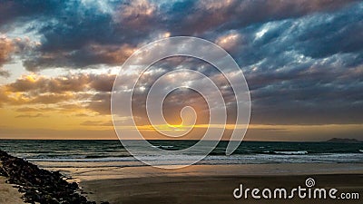 Sunset On The Horizon At Sandy Beach, Puerto Penasco, Mexico Stock Photo