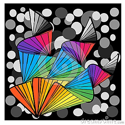 Beautiful colorful fan. Cartoon illustration. Cartoon Illustration