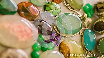 Beautiful and colorful gemstone cabochon Stock Photo