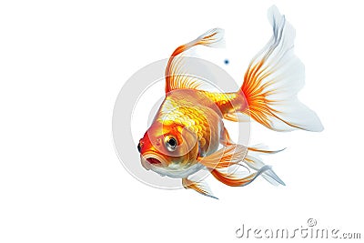 A beautiful and colorful goldfish swimming in a tank Stock Photo