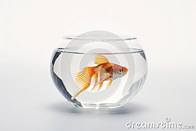 A beautiful and colorful goldfish swimming in a tank Stock Photo