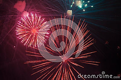 Beautiful colorful holiday fireworks Stock Photo