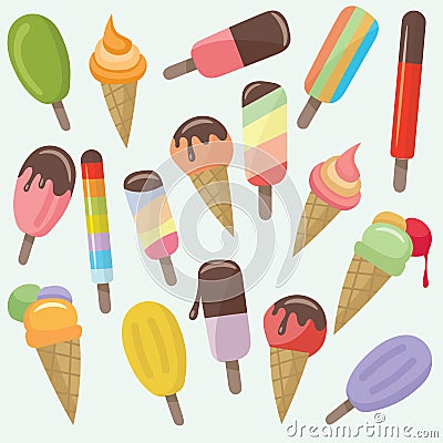 Beautiful colorful ice cream popsicles vector art Vector Illustration