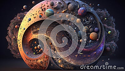 3D Mathematical Representation of The Universe. AI generative. Stock Photo