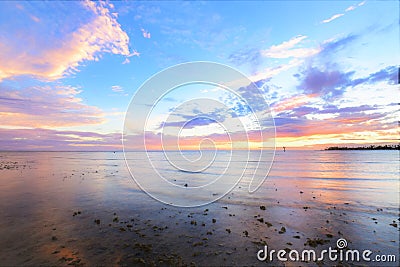 Beautiful sunset of Hickam Beach, Hawaii Stock Photo