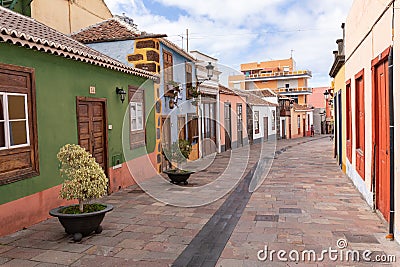 Beautiful colorful streets of old colonial town in Los Llanos de Aridane in La Palma Island, Canary Islands, Spain Editorial Stock Photo