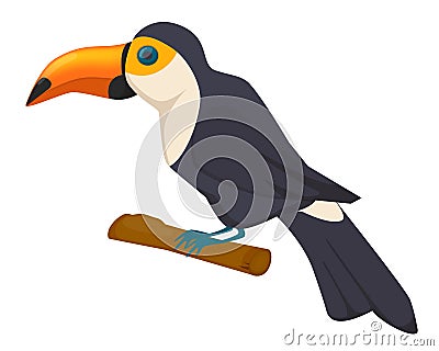 Beautiful colorful tropical bird Toucan. Exotic bird Vector Illustration