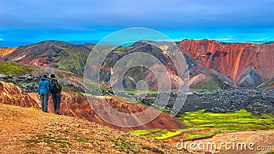 Beautiful colorful volcanic mountains Landmannalaugar in Iceland Editorial Stock Photo