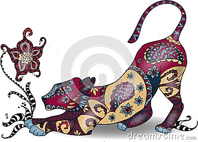 Beautiful colorfull zentangle lion on colorless background Vector Illustration