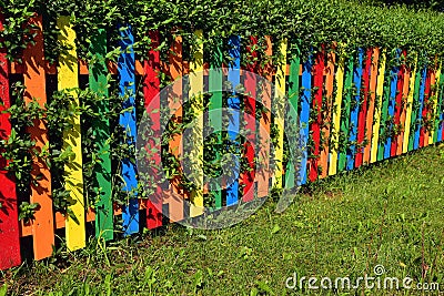 Beautiful colors of wood fence Stock Photo